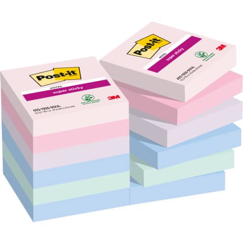 Foglietti Post-it® Super Sticky Soulful conf. 12 blocchetti da 90 ff - 47,6x47,6 mm - 622-12SS-SOUL